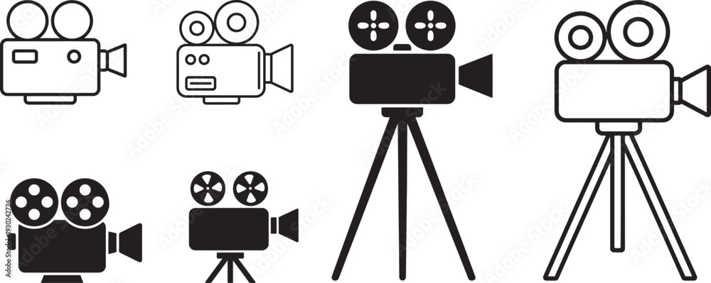 custom made wallpaper toronto digitalVintage Film Camera Vector Icons in Line and Solid Style