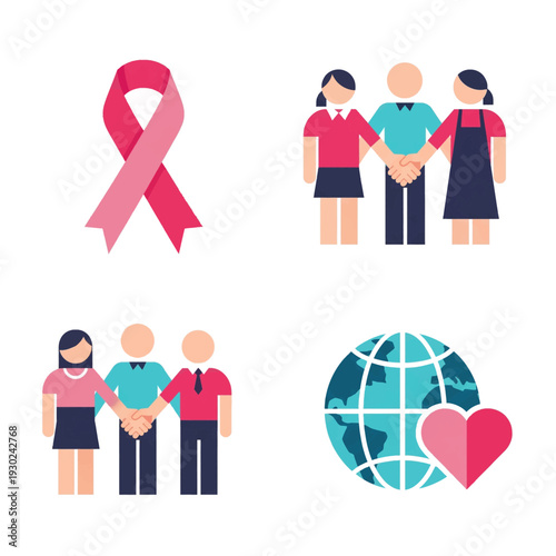 Breast Cancer Awareness Icons and Symbols.
