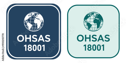 Ohsas 18001 certification badges with globe symbol