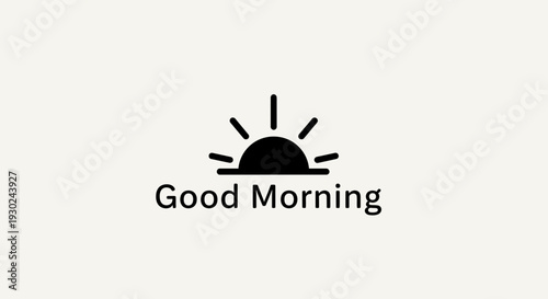 Good Morning Sunrise Icon with Rays, Simple Minimalist Graphic