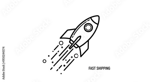 Fast Shipping Rocket Icon with Speed Lines and Stars - Business Logistics Concept