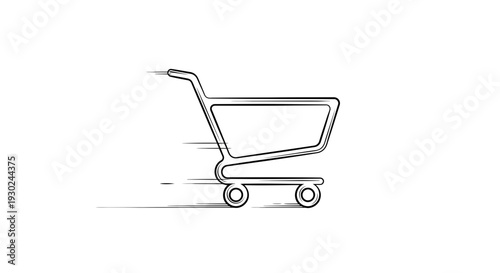 Fast Shopping Cart Icon with Motion Blur Effect on White Background
