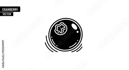 Cranberry Vector Icon: Simple Black and White Illustration of a Single Berry