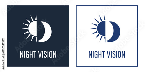 Night vision logo with sun and moon symbol