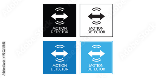 Motion detector signs in different colors isolated on white background