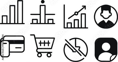 Set of 6 business icons vector