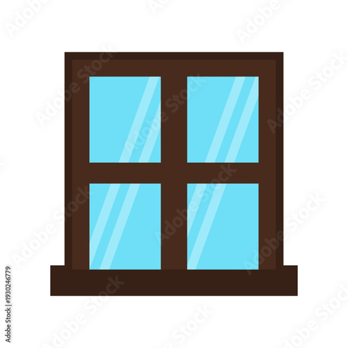 window wood flat icon illustration