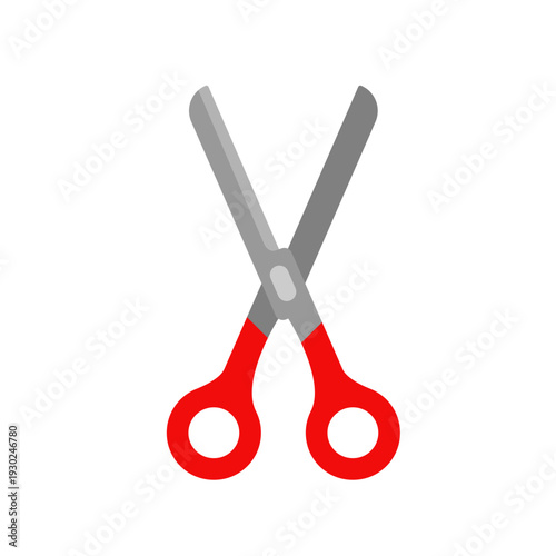 scissors red flat icon illustration