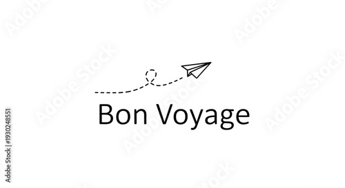 Bon Voyage Paper Airplane Flying with Dotted Line Trail
