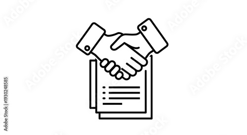 Business Partnership Agreement Handshake Over Documents Icon