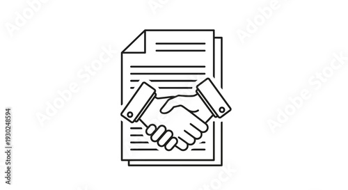 Business Partnership Agreement Handshake Icon - Contract Deal Collaboration