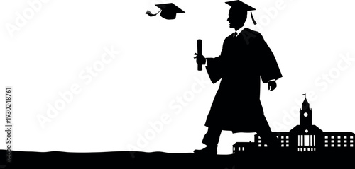 Graduation day celebration with cap gown and diploma