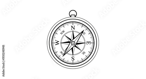 Vintage Compass Nautical Navigation Tool, Antique Marine Direction Finder