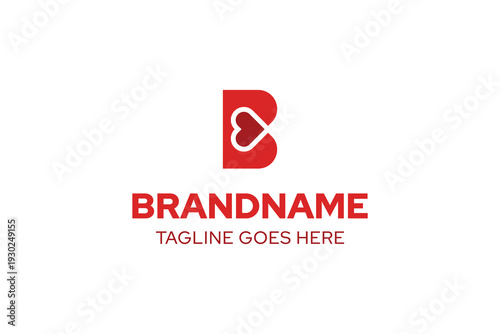 Letter B Love Simple Logo, symbolizing affection, warmth, and heartfelt connection