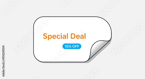 Special Deal 15% Off Sticker, Discount Offer, Sale Promotion, Marketing Label