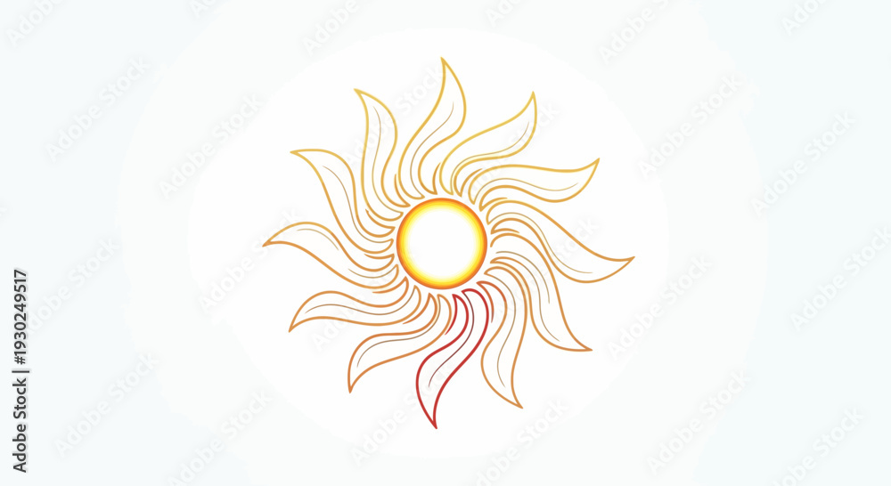 Obraz premium Stylized Sun Icon with Gradient Rays and Glowing Center