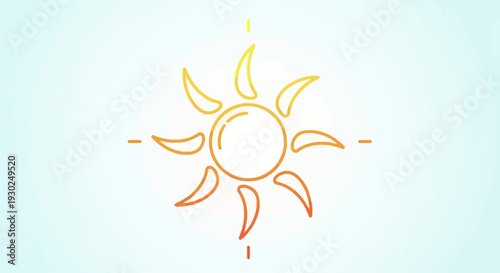 Stylized Sun Icon with Gradient Rays on Light Blue Background