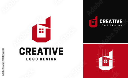 Letter D house marketing agency property minimalist design, Creative stylish negative space building investment business vector logo design