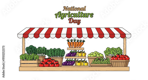 Fresh produce on display at a market stand celebrating National Agriculture Day with farmers and consumers