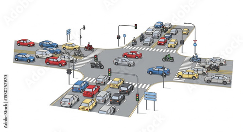 Busy City Street with Cars.