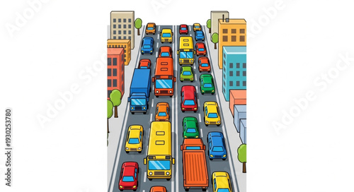 Busy City Street with Cars.