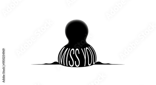 Abstract Silhouette "I Miss You" Text Art, Emotional Concept