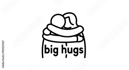 Big Hugs Illustration: Two People Embracing in a Warm, Supportive Gesture