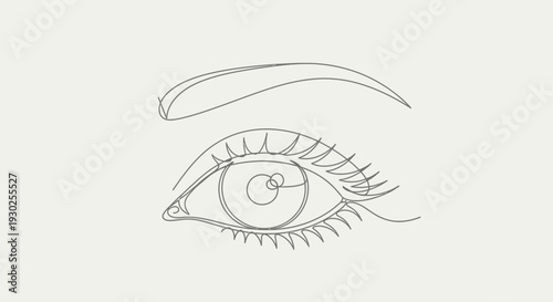 Minimalist Single Line Drawing of an Eye with Eyelashes and Eyebrow