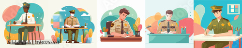 sheriff vector writing at work desk