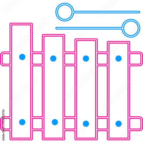 Colorful Xylophone Icon Outline