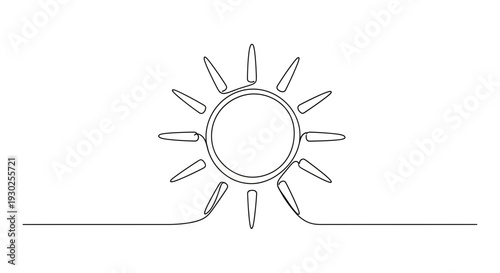 Minimalist Sun Drawing, Continuous Line Art, Sunrise, Sunset, Weather Symbol