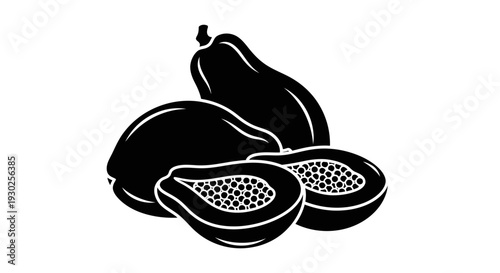 Fig fruits, sliced and whole, vector illustration