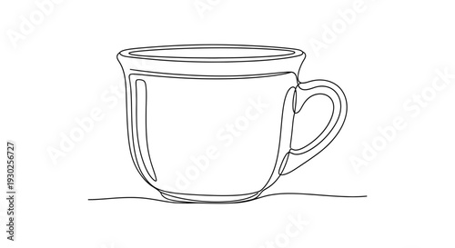 Minimalist single line drawing of a coffee cup, simple elegant design