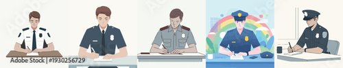 police vector writing on work desk