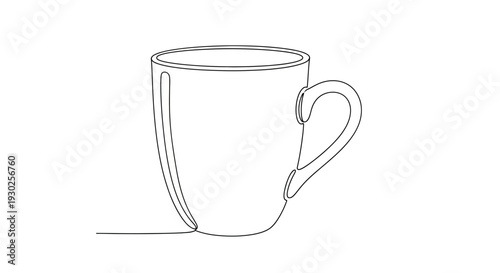 Minimalist Single Line Drawing of a Coffee Mug, Simple and Elegant