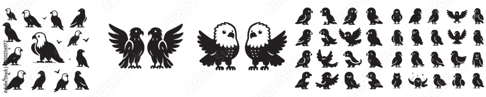 Obraz premium vector set of eagle silhouettes