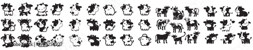 set of vector cow silhouettes
