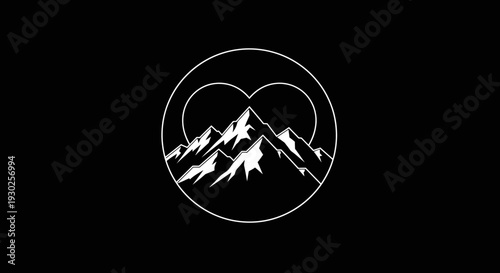 Mountain Love Heart Logo Icon, Adventure, Nature, Outdoor, Travel, Emblem