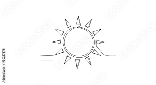 Minimalist Line Art Sun Icon, Simple Sunrise Drawing, Abstract Dawn Symbol