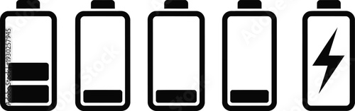 Battery level indicators showing different charge levels