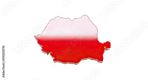 3D Map of Romania in Red