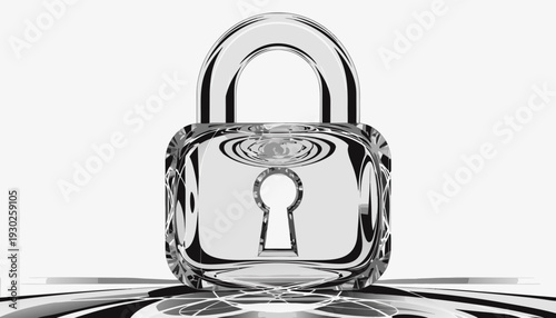 A detailed digital illustration of a secure padlock symbolizing protection and safety in a modern technological environment from a front viewpoint