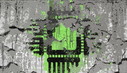 A detailed vector illustration of a technical engineering concept, showcasing intricate mechanical components and abstract circuitry.