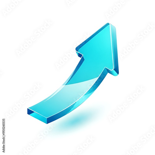 Bright Blue Arrow Pointing Upwards on White Background.