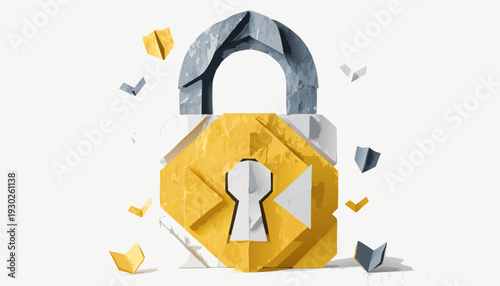 A vibrant vector illustration of a navigation compass surrounded by fragmented shapes