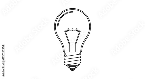 Simple light bulb outline icon, symbol of idea, innovation, creativity, and energy