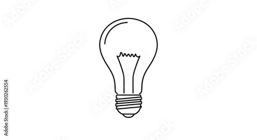 Simple Line Drawing of a Light Bulb on White Background - Idea Concept