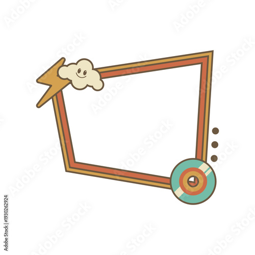 Retro Frame with Cloud and Vinyl