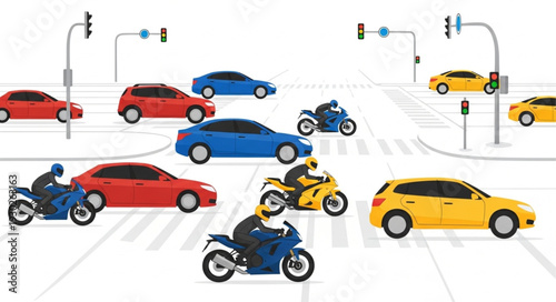 Busy City Street with Vehicles.