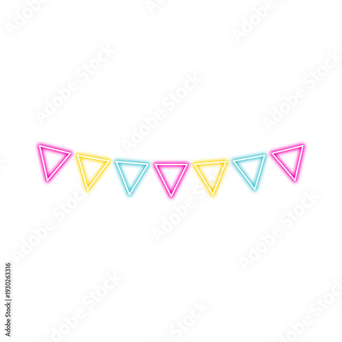 Glowing neon flag garlands. Vector illustration 